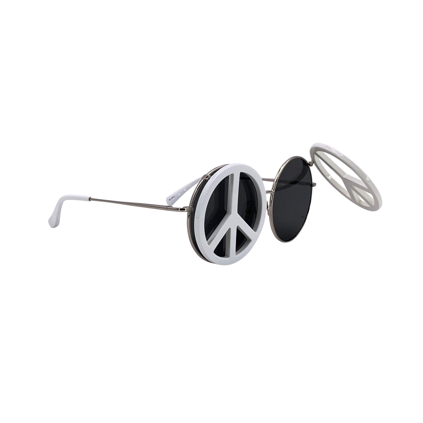 Yazbukey x Linda Farrow White Round Peace Sunglasses Yaz/8/1 145 mm