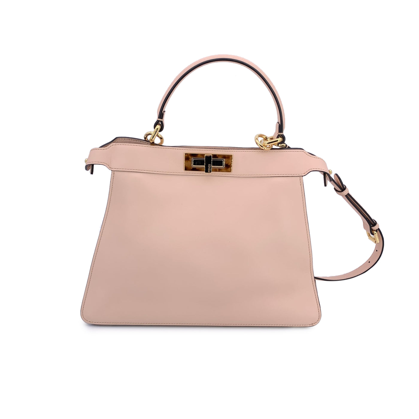 Fendi Pink Leather Peekaboo ISeeU Medium Top Handle Satchel Bag