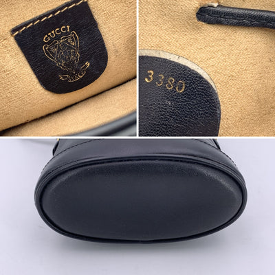 Gucci Vintage Black Leather Drawstring Mini Bucket Bag