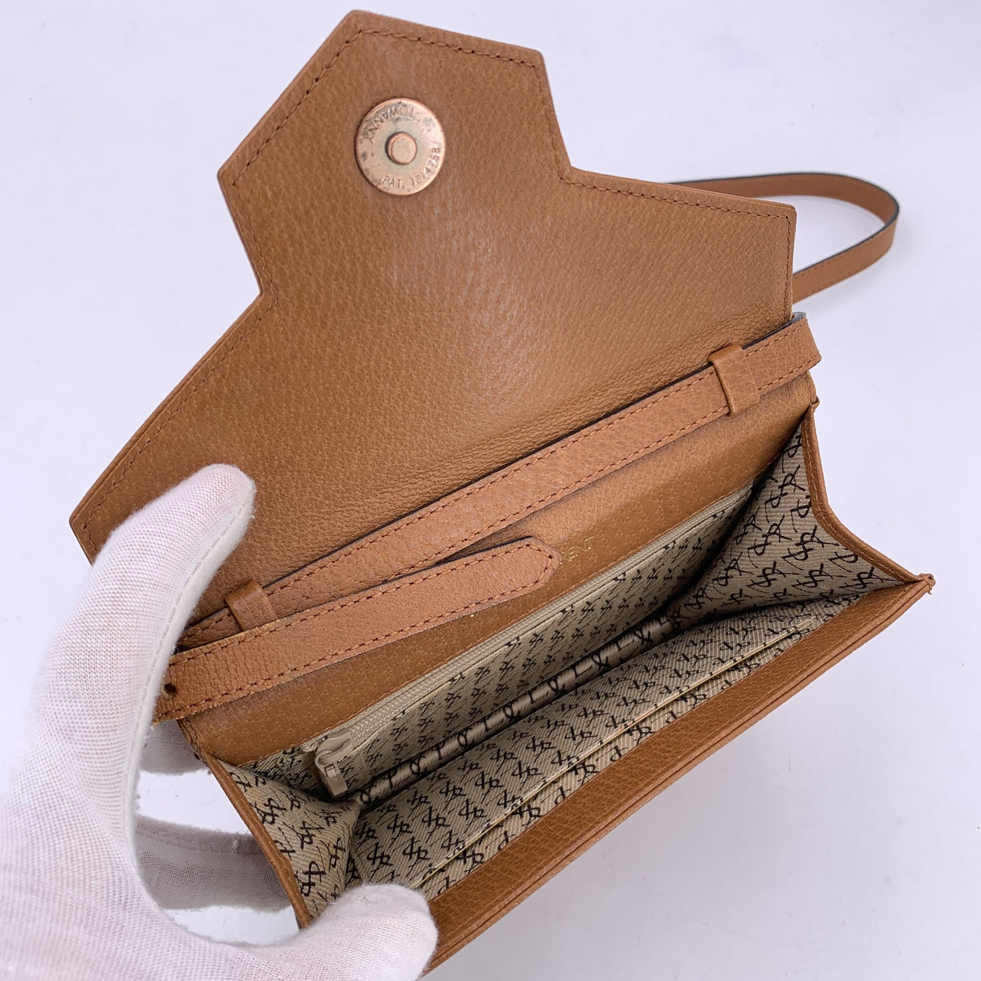 Yves Saint Laurent Vintage Tan Leather Studs Convertible Shoulder Bag