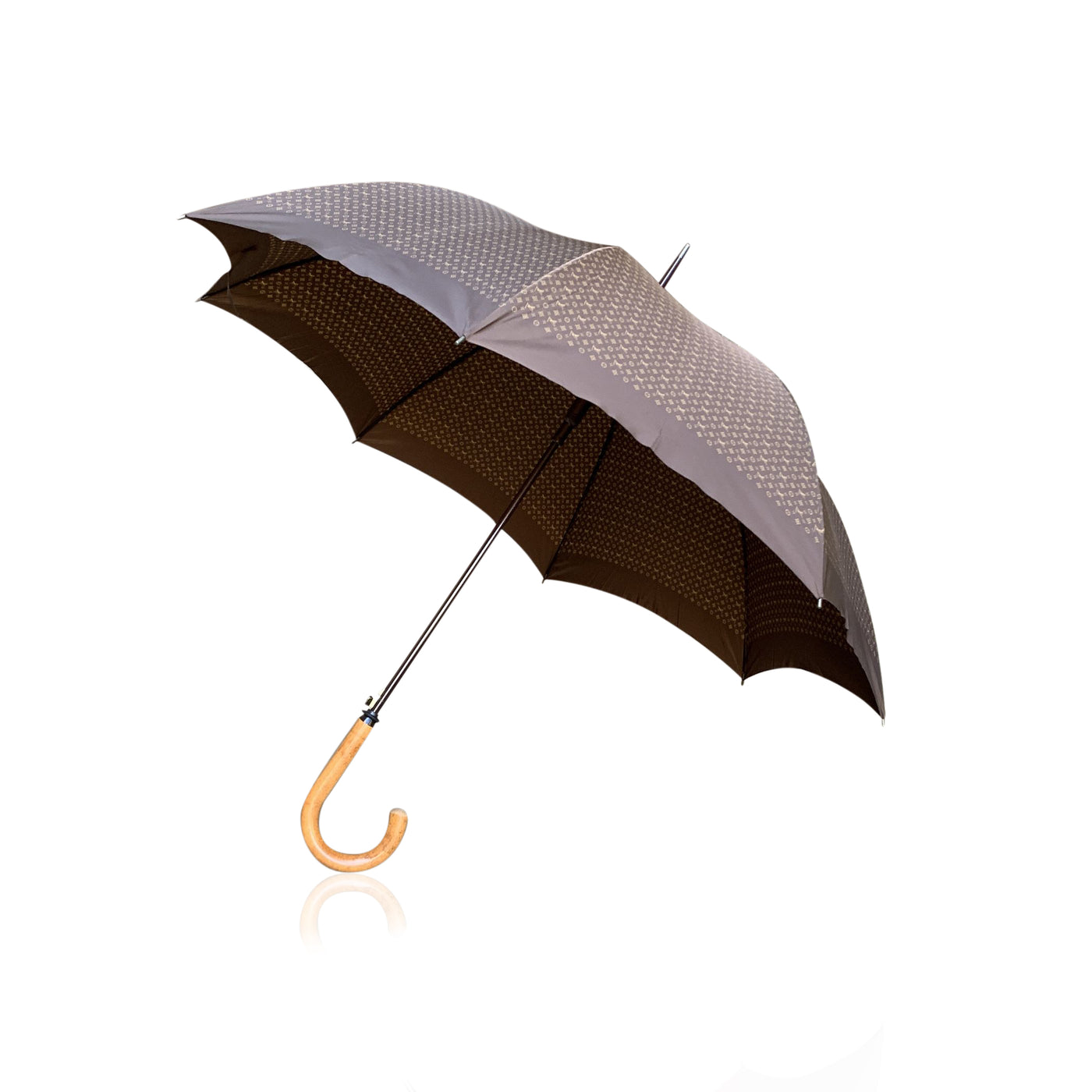 Louis Vuitton Monogram Logo LV Parasol Cane Umbrella Wood Handle