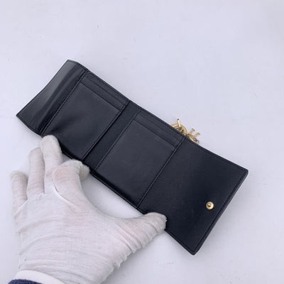 Christian Dior Black Cannage Quilting Leather Small Wallet Coin Purse