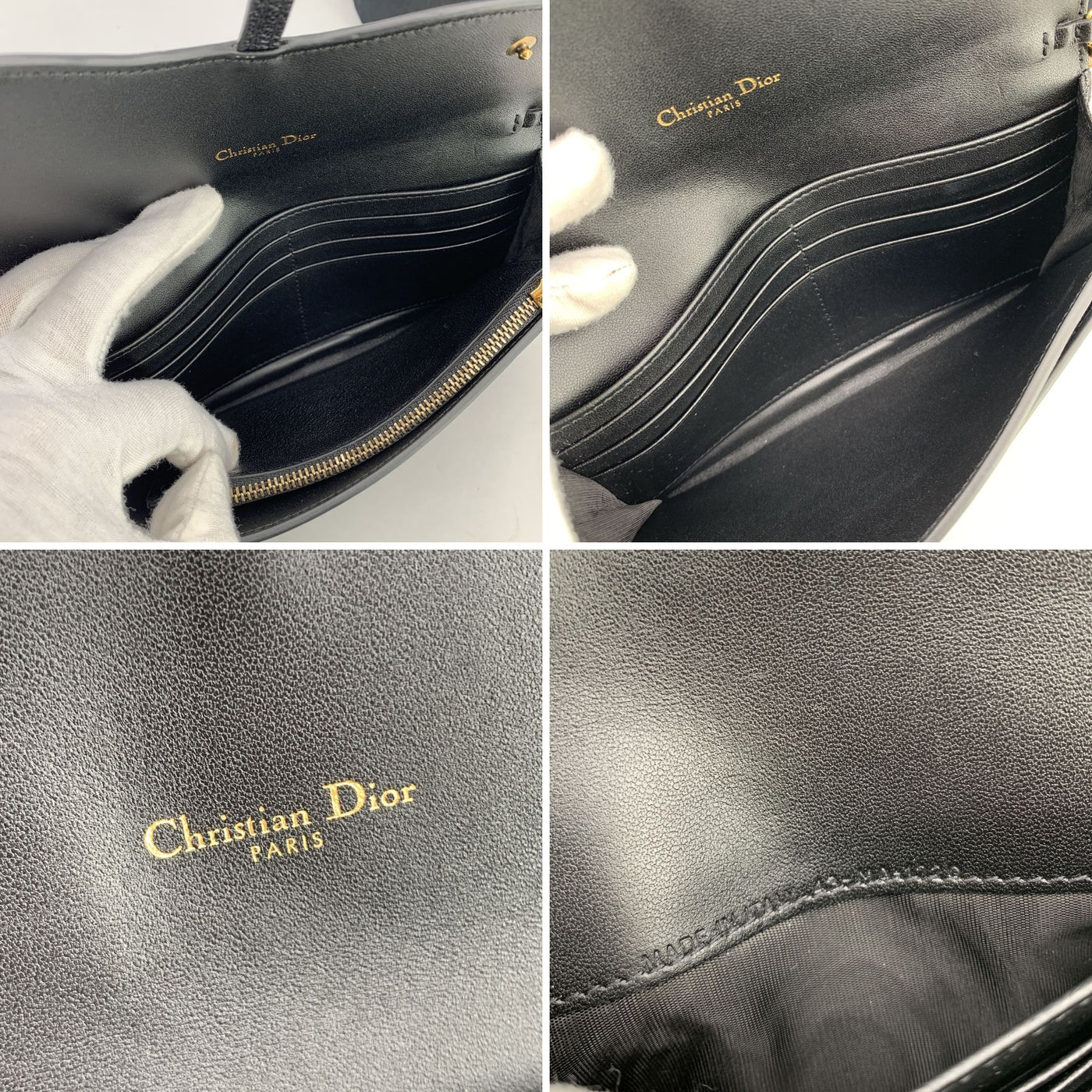 Christian Dior Black Leather WOC Wallet on Chain Small Saddle Bag