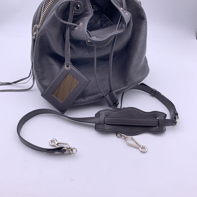 Balenciaga Grey Leather Papier Plate Bucket Drawstring Bag