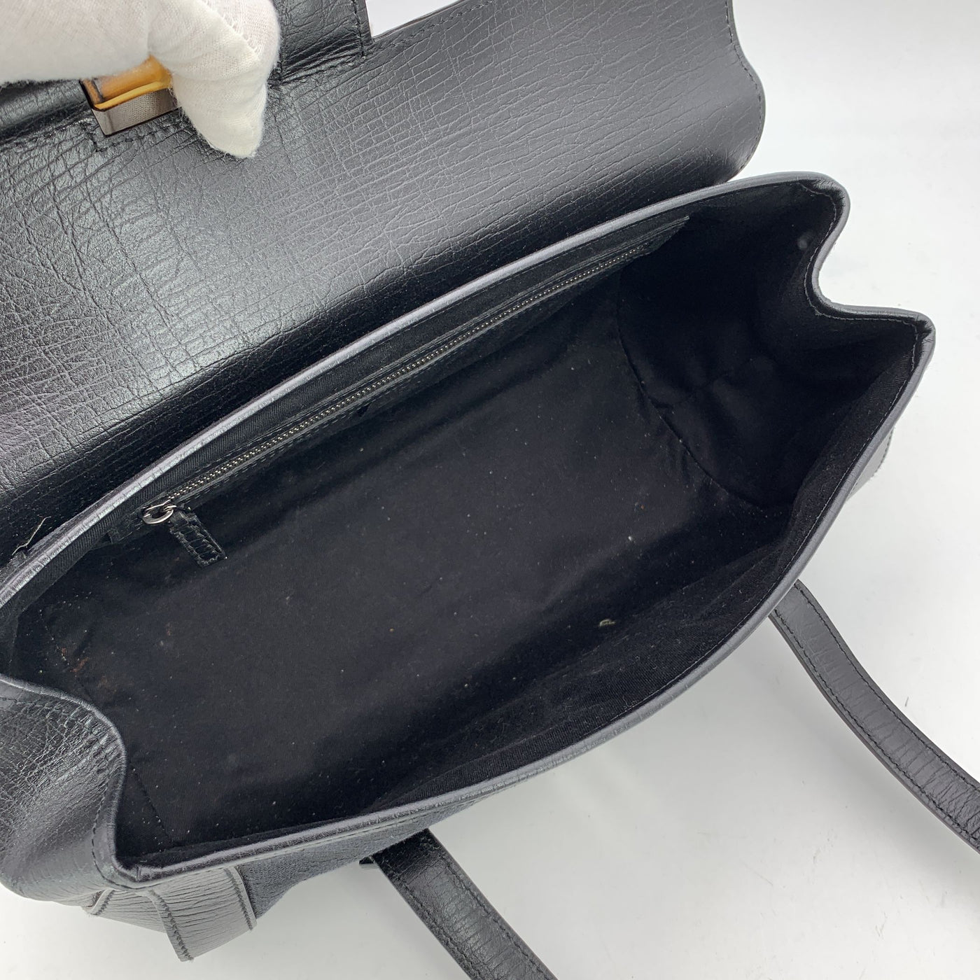 Gucci Black GG Monogram Canvas Bamboo Bullet Shoulder Bag