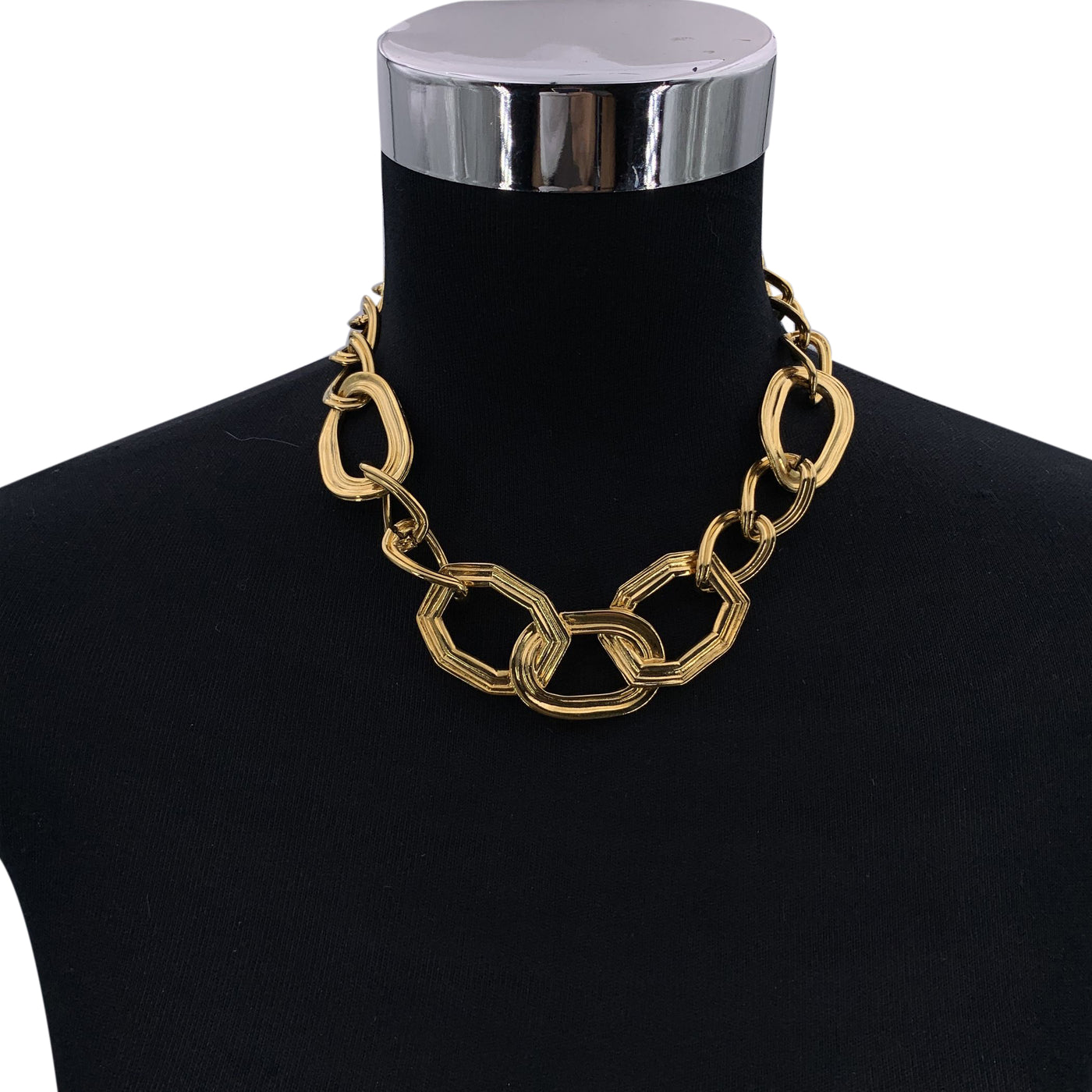 Yves Saint Laurent Vintage Gold Metal Big Chain Links Necklace