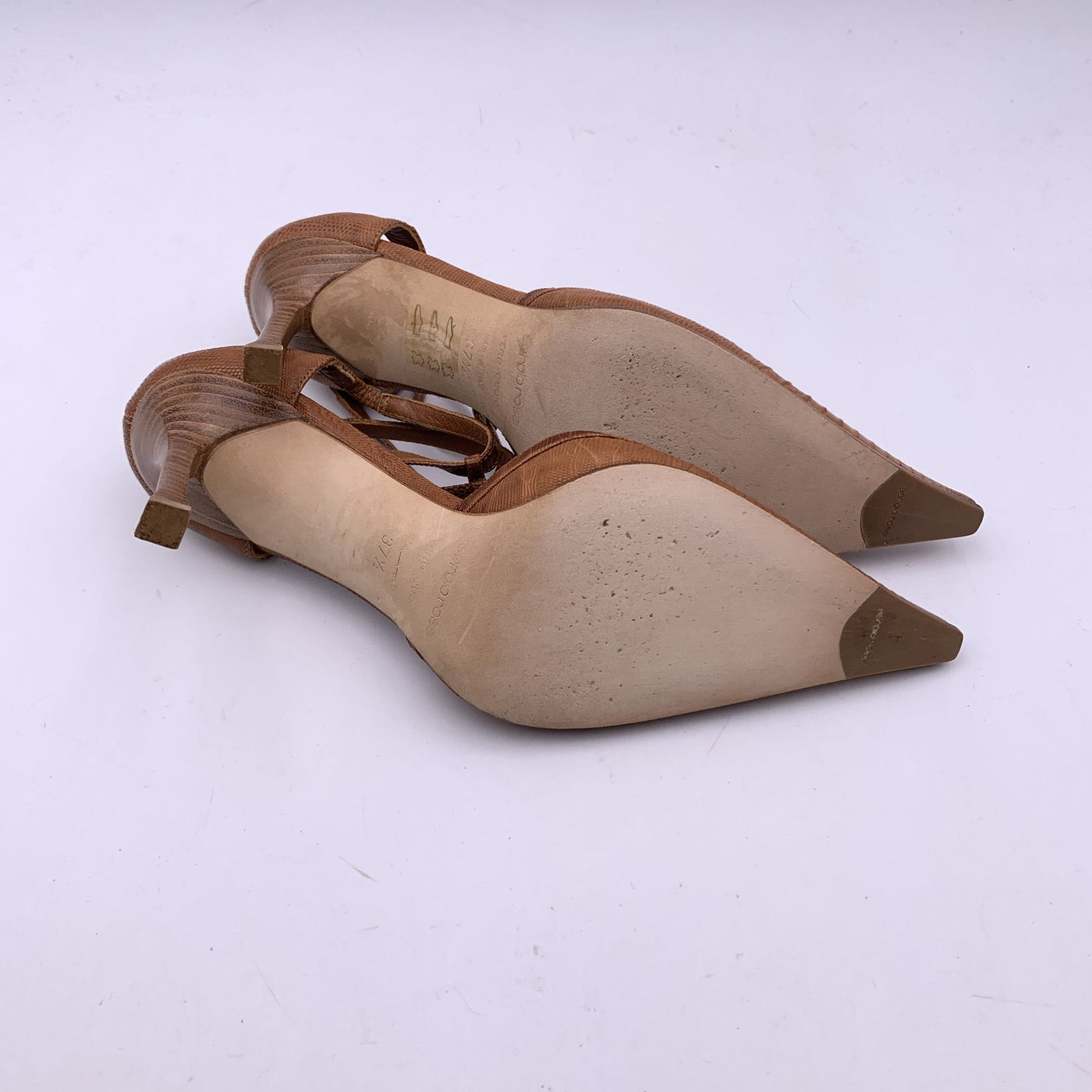 Sergio Rossi Light Brown Leather Pointed D'Orsay Heels Size 37.5