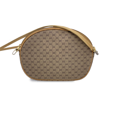 Gucci Vintage Beige Monogram Canvas Oval Messenger Crossbody Bag