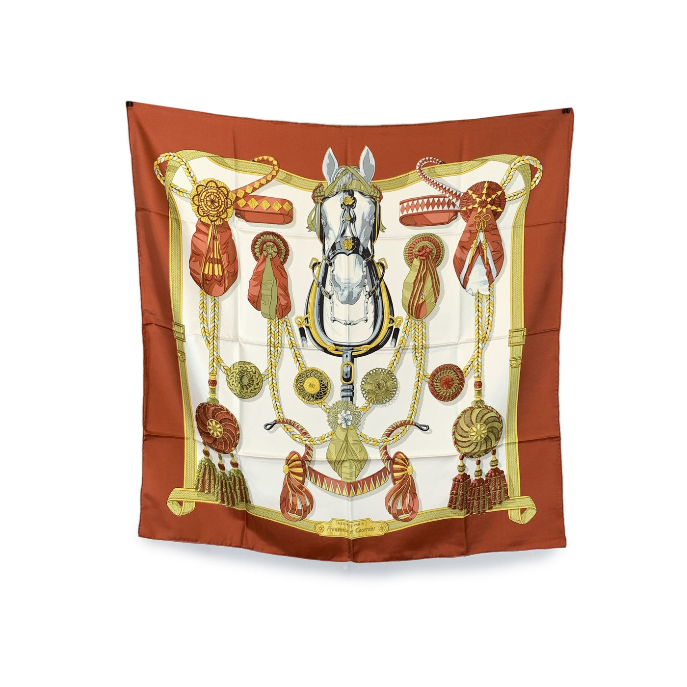 Hermes Vintage Silk Scarf Frontaux et Cocardes 1968 Caty Latham