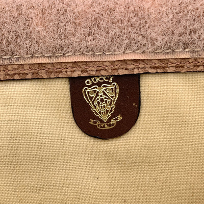 Gucci Vintage Beige Brown Leather Cosmetic Bag Clutch Pouch