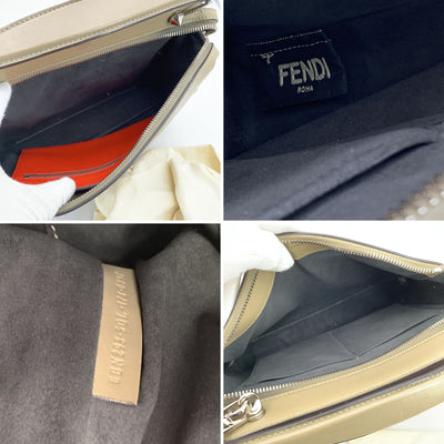 Fendi Taupe Leather DotCom 2 Way Tote Handbag with Shoulder Strap