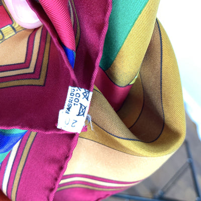 Hermes Vintage Silk Scarf Les Sangles Belts 1985 Metz Magenta