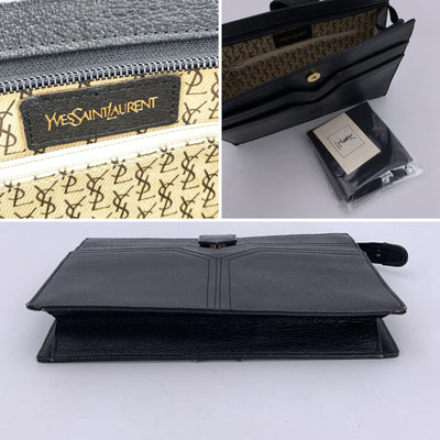 Yves Saint Laurent Vintage Black Leather Y Clutch Bag Handbag