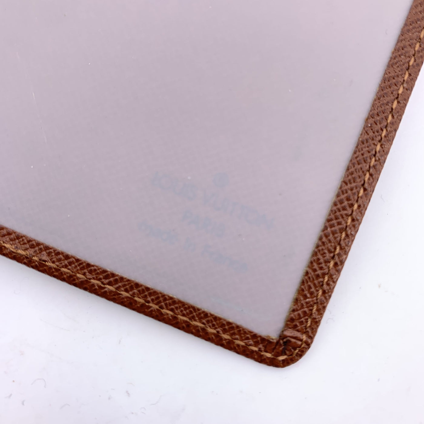 Louis Vuitton Vintage Tan Leather Bifold ID Card Wallet Photo Holder