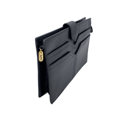 Yves Saint Laurent Vintage Black Leather Y Clutch Bag Handbag