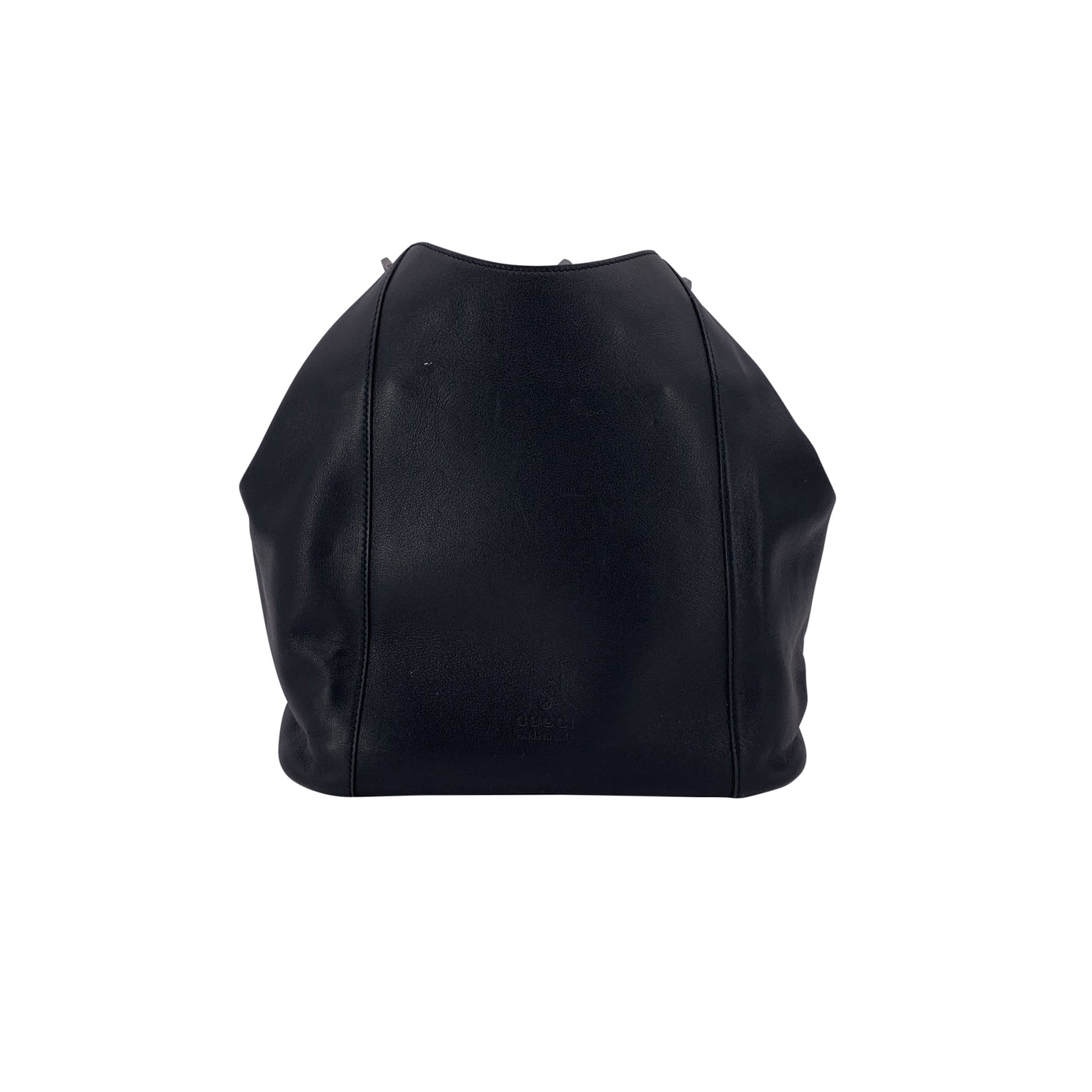 Gucci Black Leather Lucite Oval Handle Bucket Shoulder Bag