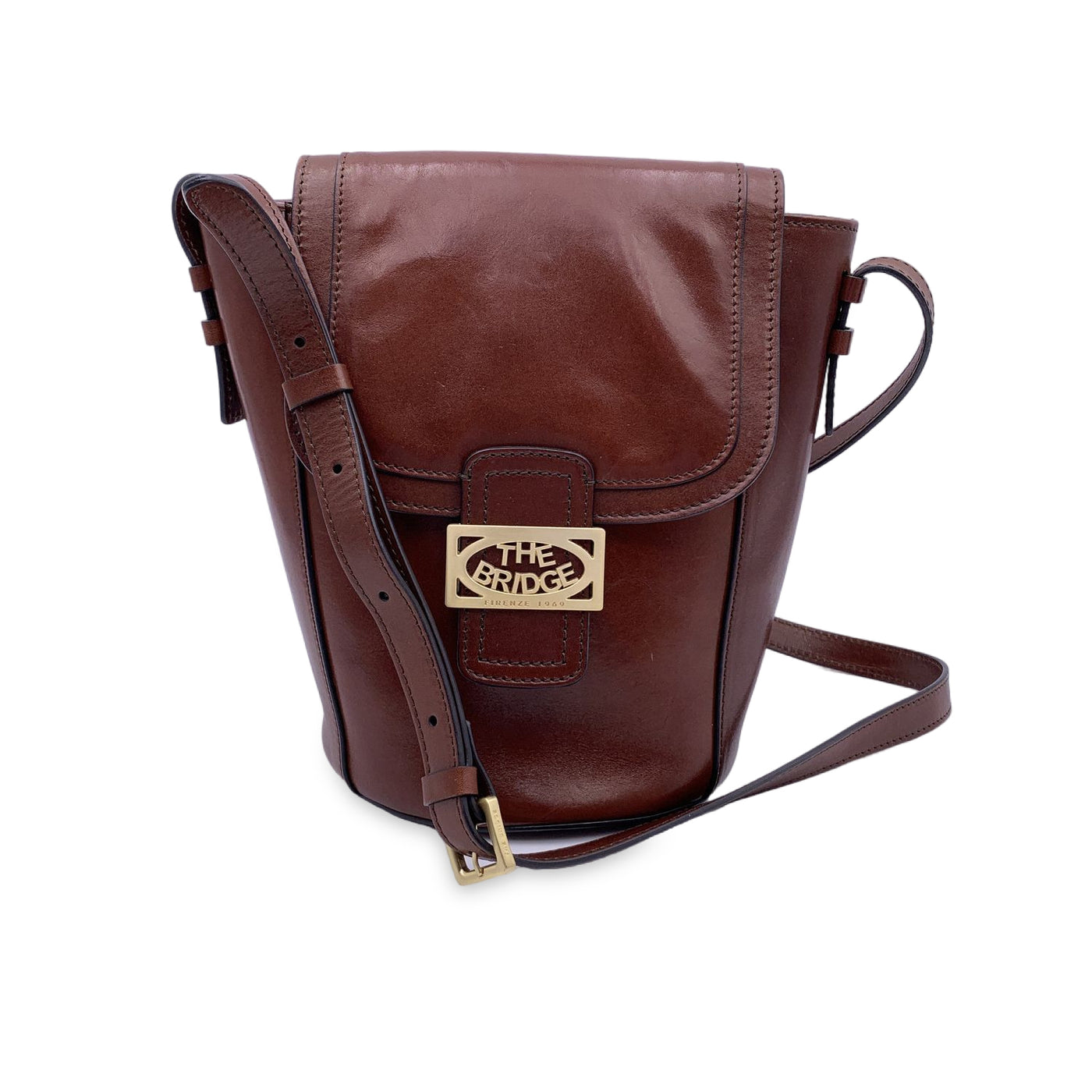 The Bridge Brown Leather Shoulder Bag Flap Bucket