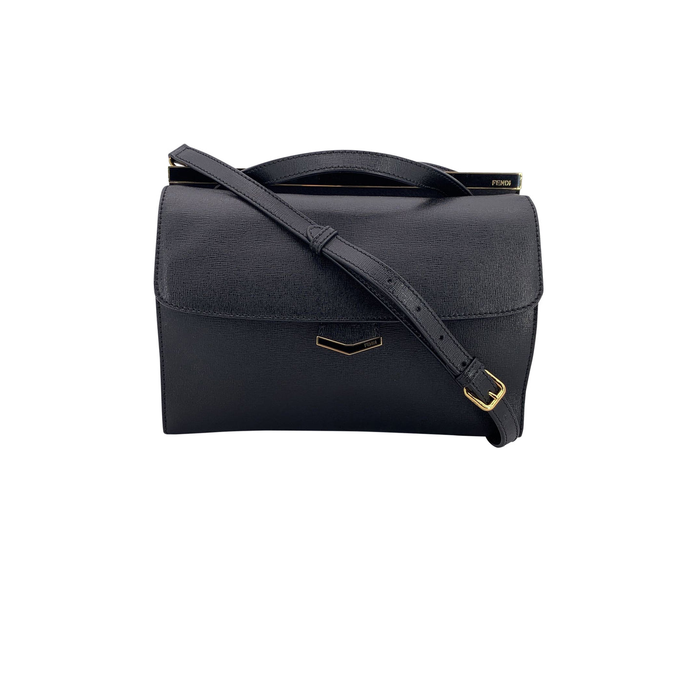 Fendi Black Leather Demi Jour Bag Tote Handbag with Shoulder Strap