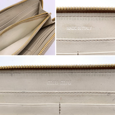 Miu Miu Light Beige Embossed Leather Zippy Long Continental Wallet