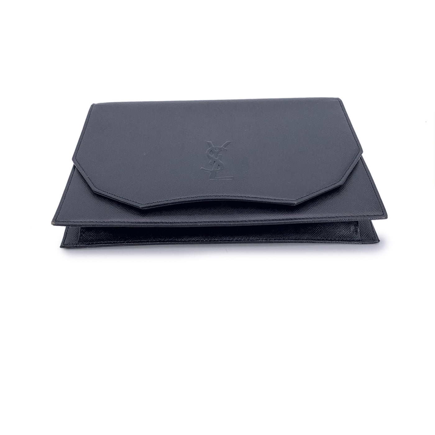 Yves Saint Laurent Vintage Black Leather YSL Logo Purse Clutch Bag