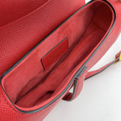 Christian Dior Red Leather Mini Saddle Bag with Shoulder Strap