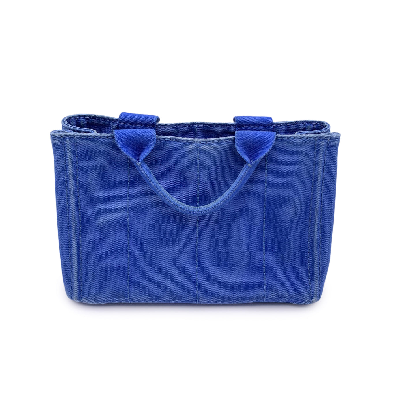 Prada Blue Canvas Canapa Logo Small Tote Bag BN2439