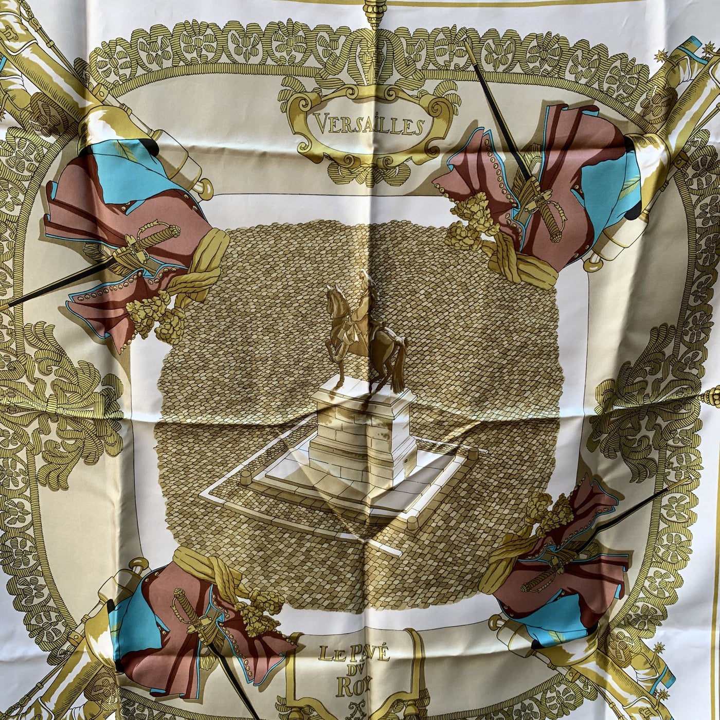 Hermes Vintage Silk Scarf Versailles Le Pavè Du Roy 1954 Hugo Grygkar