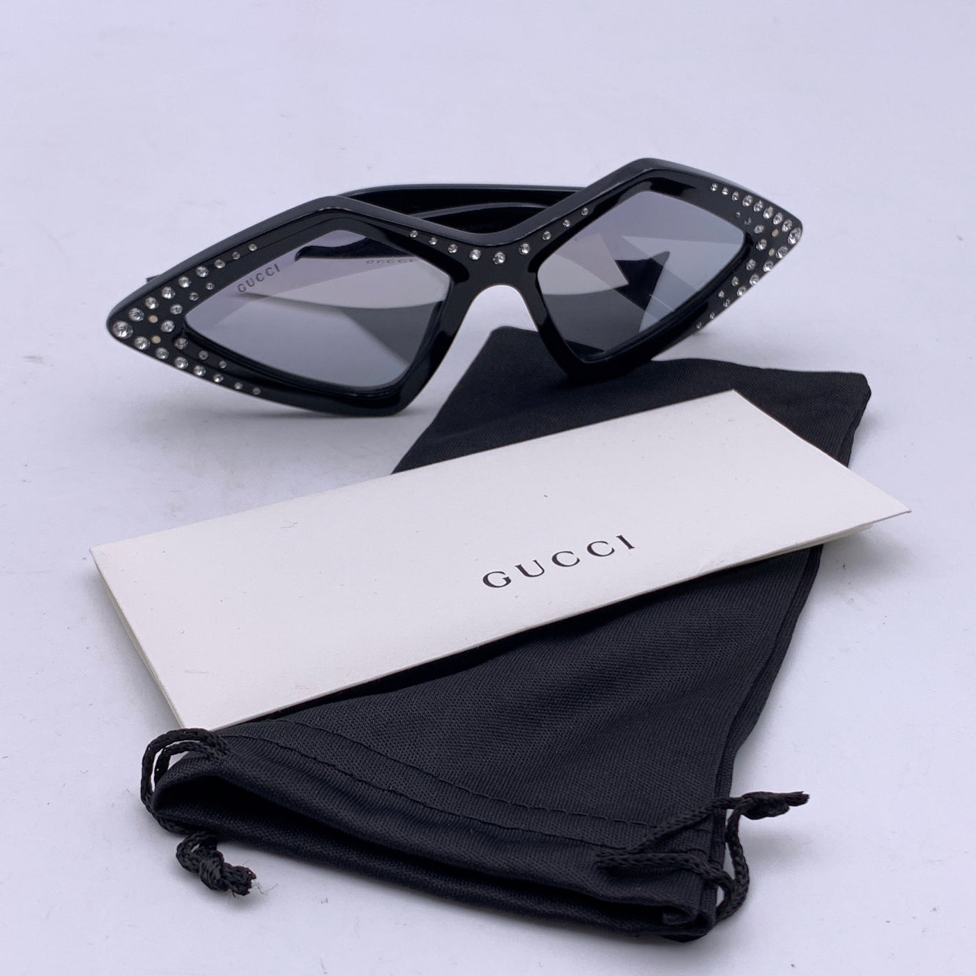 Gucci Black Acetate Rhinestones GG0496S Sunglasses 59/18 145mm