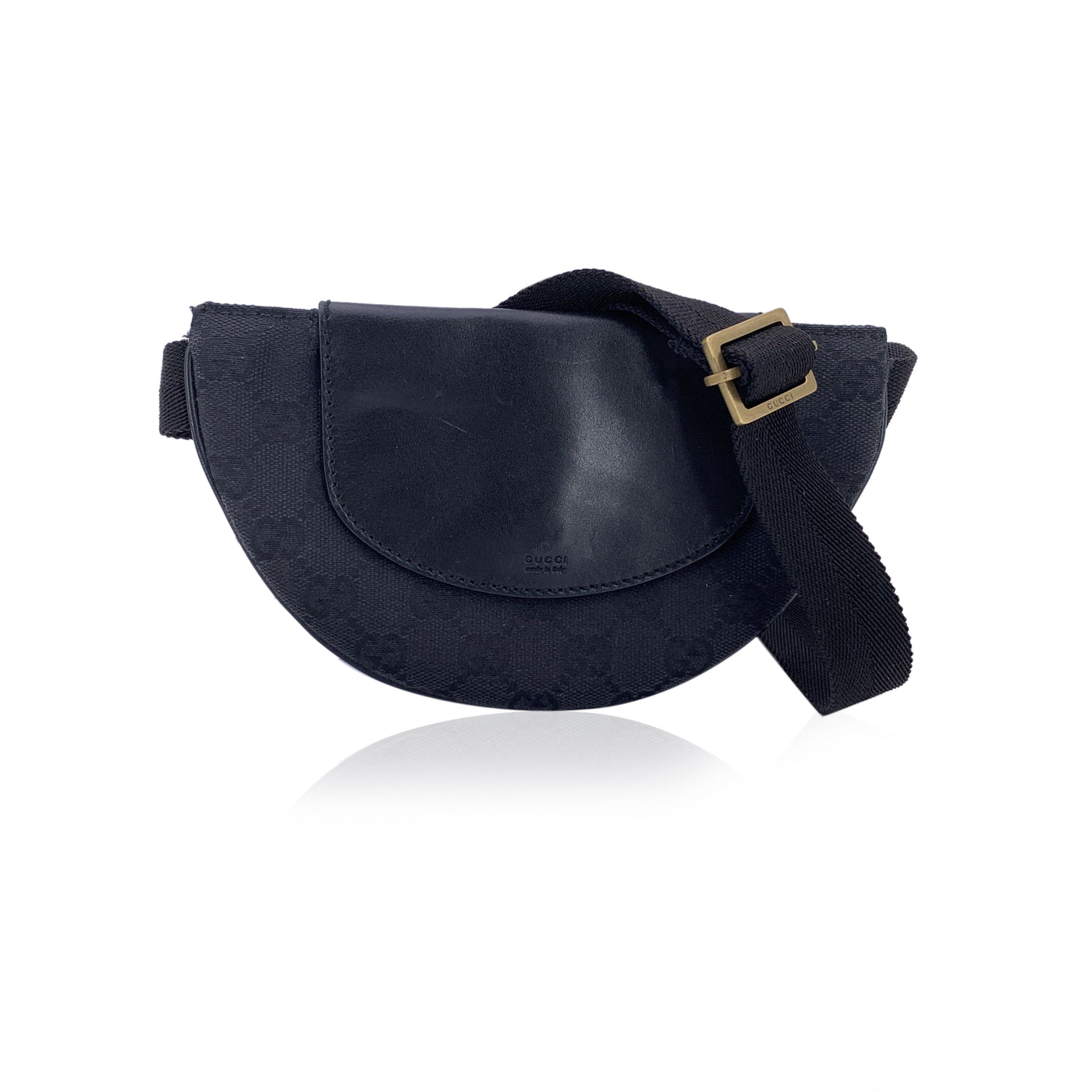 Gucci Black Monogram Canvas Half Moon Belt Waist Bag