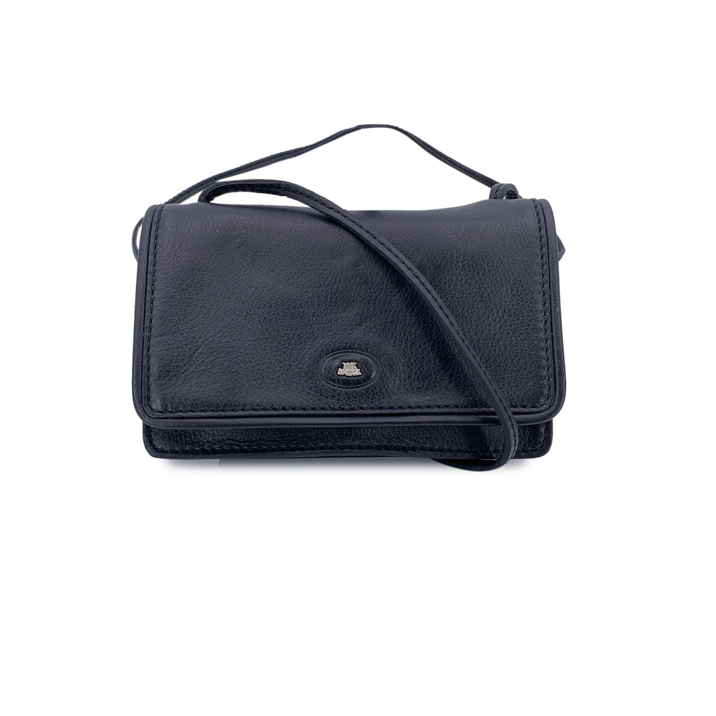 The Bridge Black Leather Small Mini Messenger Crossbody Bag