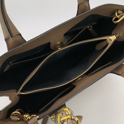 Burberry Taupe Leather Medium The Banner 2 Way Tote Bag with Strap