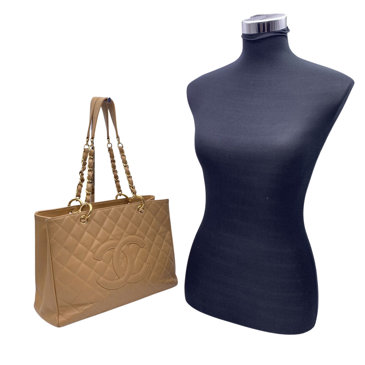 Chanel Beige Quilted Leather GST Grand Shopping Tote Bag