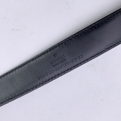 Gucci Black Embossed Horsebit Leather Belt Size 80/32