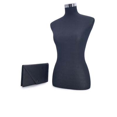 Yves Saint Laurent Vintage Black Leather Asymmetric Clutch Bag