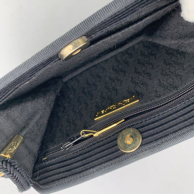 Yves Saint Laurent Vintage Black Ribbed Fabric Shoulder Bag