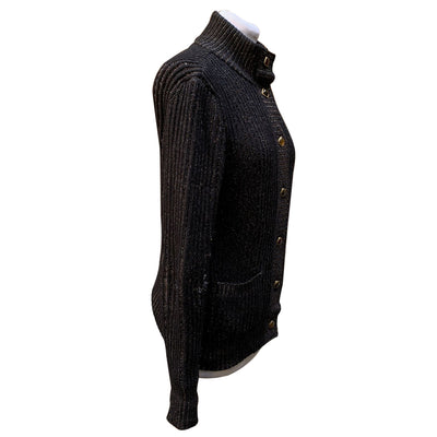 Chanel 2011 Paris Byzance Black Cashmere Silk Cardigan Size 38 FR