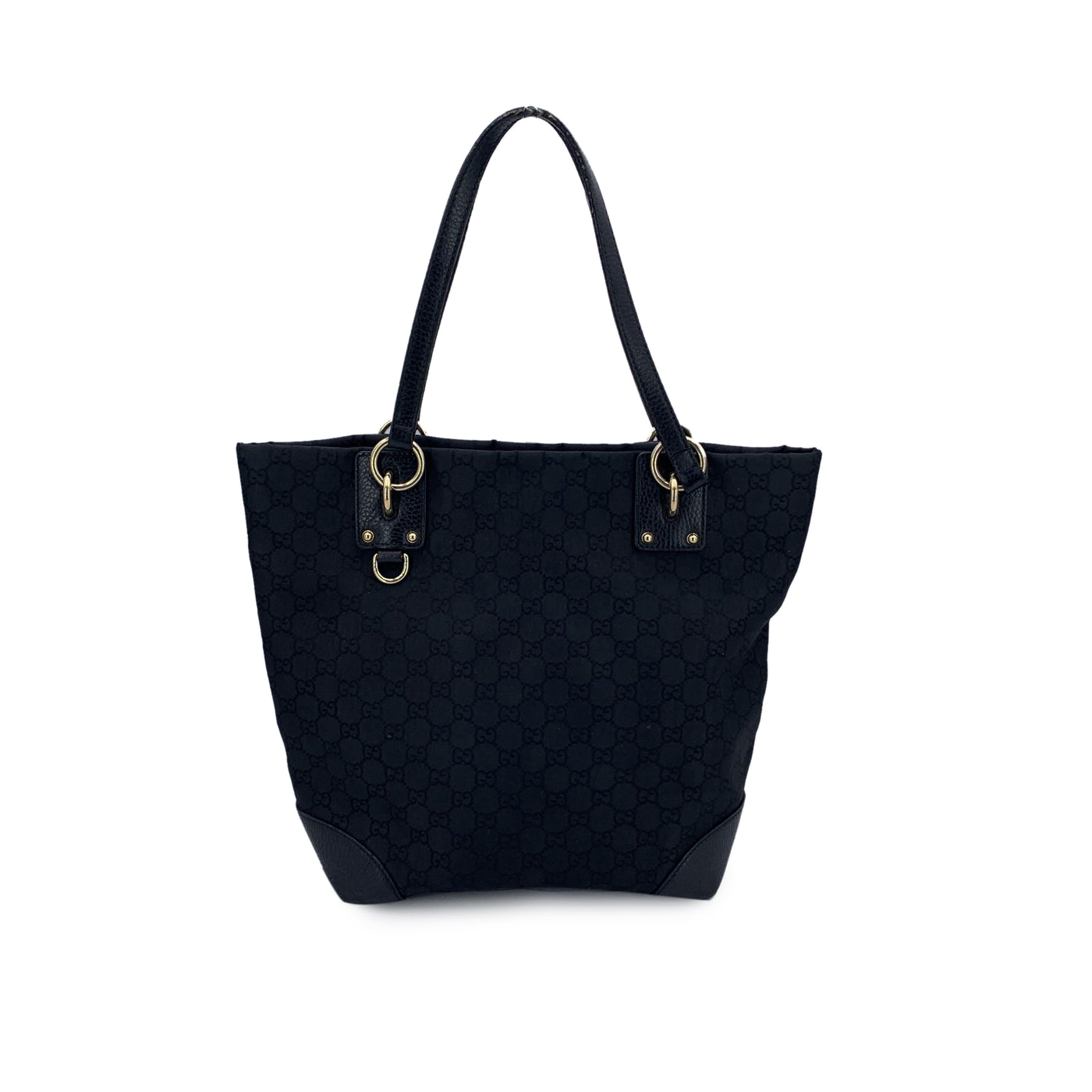 Gucci Black Monogram Canvas Tote Handbag Shoulder Bag