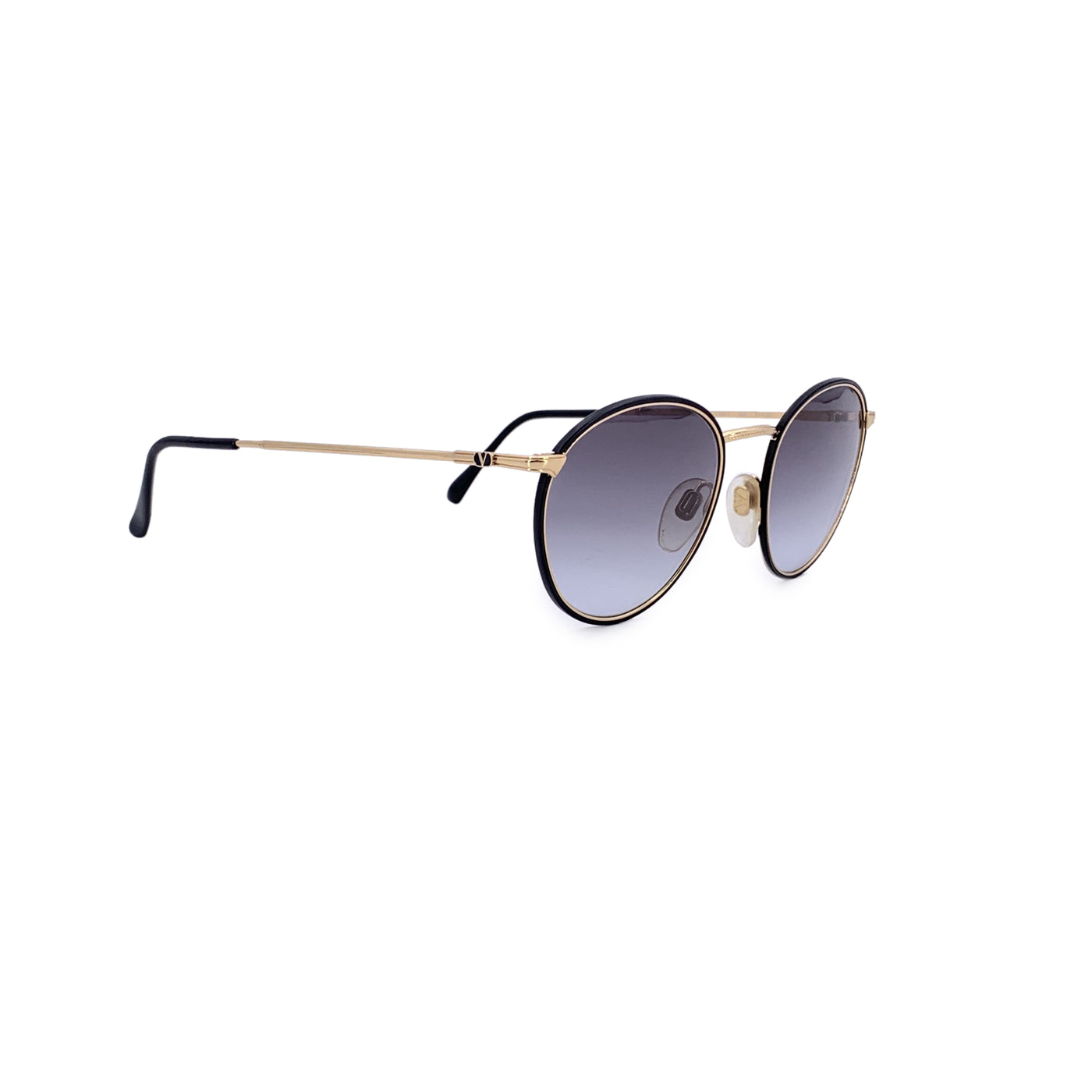 Valentino Vintage Rounded Black Gold Sunglasses V377 51/20 140mm