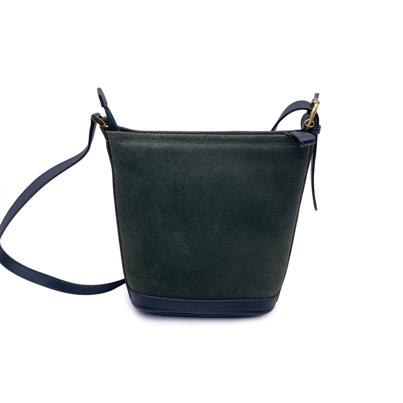 Gucci Vintage Green Suede and Leather Crossbody Shoulder Bag