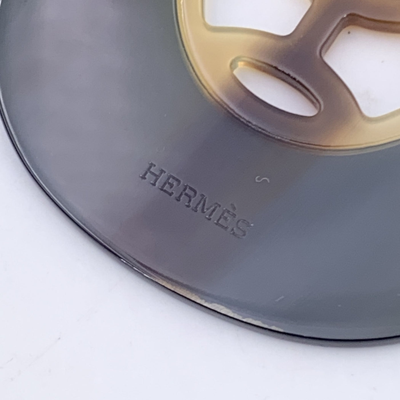 Hermes Paris Black Acrylic Lift Necklace Oval Pendant