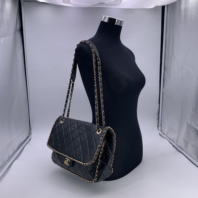 Chanel Black Quilted Leather Chain Around Shoulder Bag