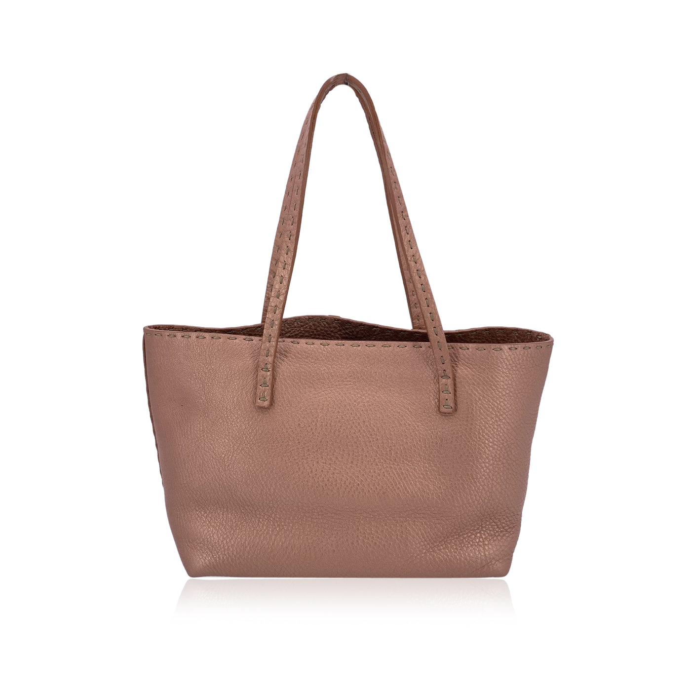 Fendi Selleria Pink Metallic Leather Tote Small Handbag Satchel