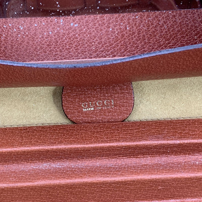 Gucci Vintage Brown Leather Train Case Beauty Travel Bag