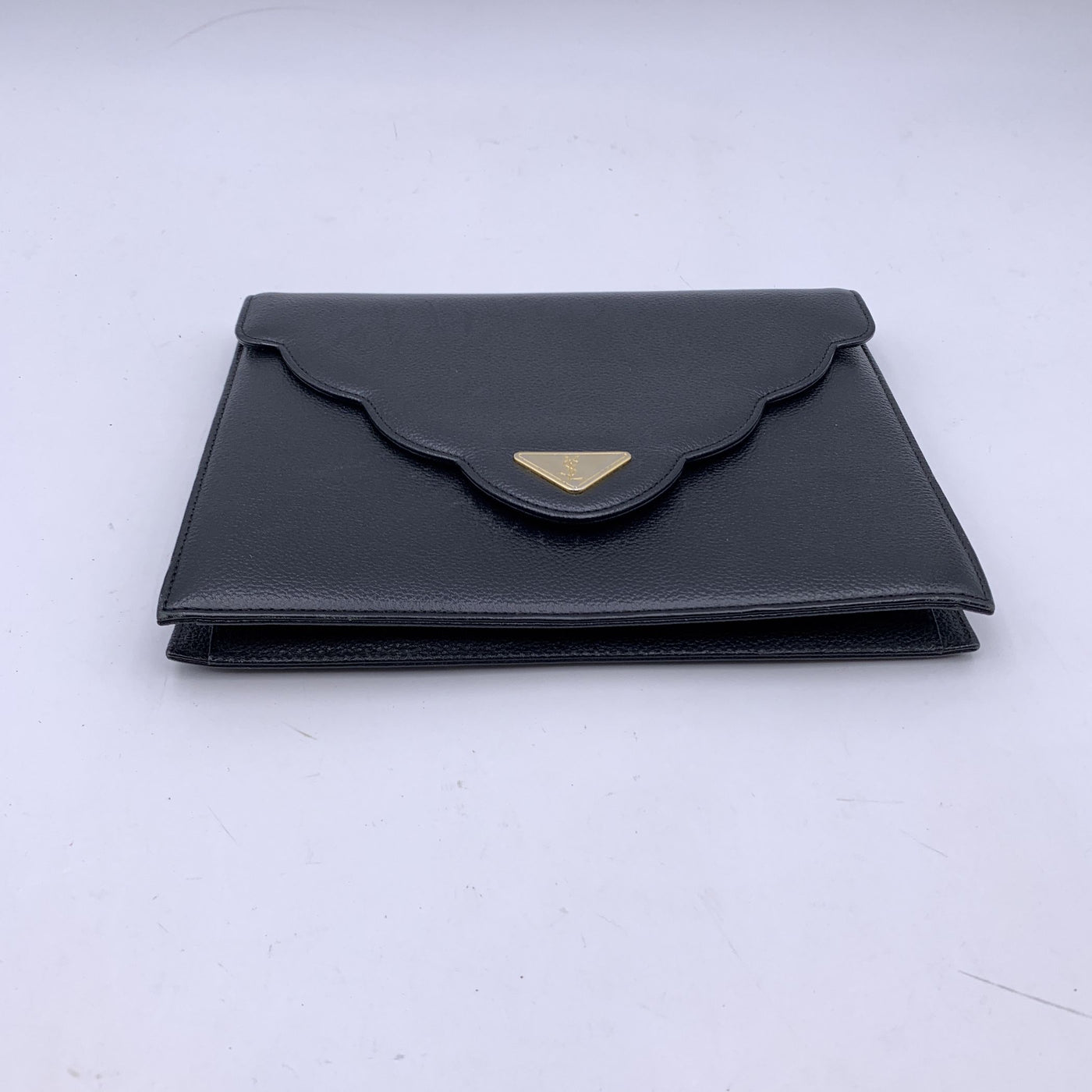 Yves Saint Laurent Vintage Black Leather YSL Flap Clutch Bag Handbag