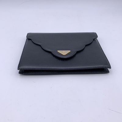 Yves Saint Laurent Vintage Black Leather Flap Clutch Bag Handbag