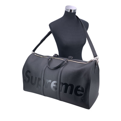 Louis Vuitton x Supreme Black Epi Keepall Bandouliere 55 Duffle Bag