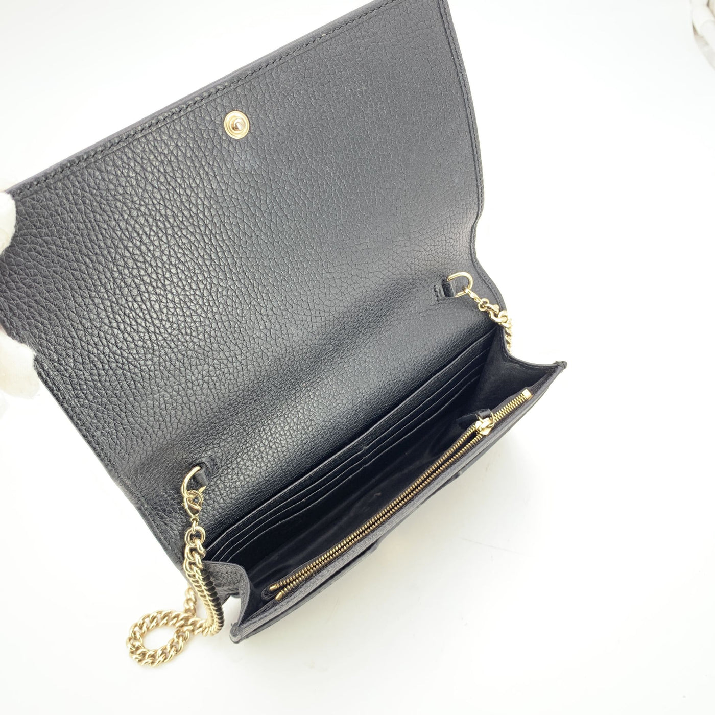 Gucci Black Leather GG Soho WOC Small Crossbody Messenger Bag