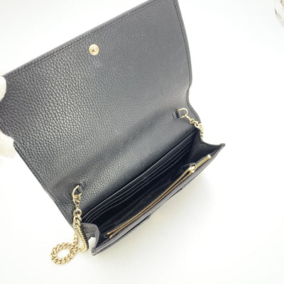 Gucci Black Leather GG Soho WOC Small Crossbody Messenger Bag