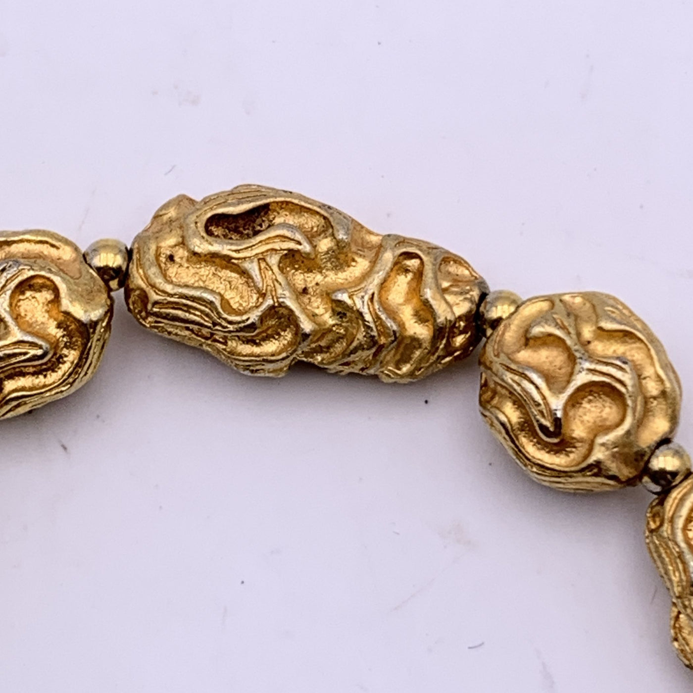 Chanel Vintage 1970s Gold Metal Engraved Pieces Bracelet