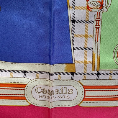 Hermes Multicolor Silk Scarf Camails 1974 Francoise De La Perriere